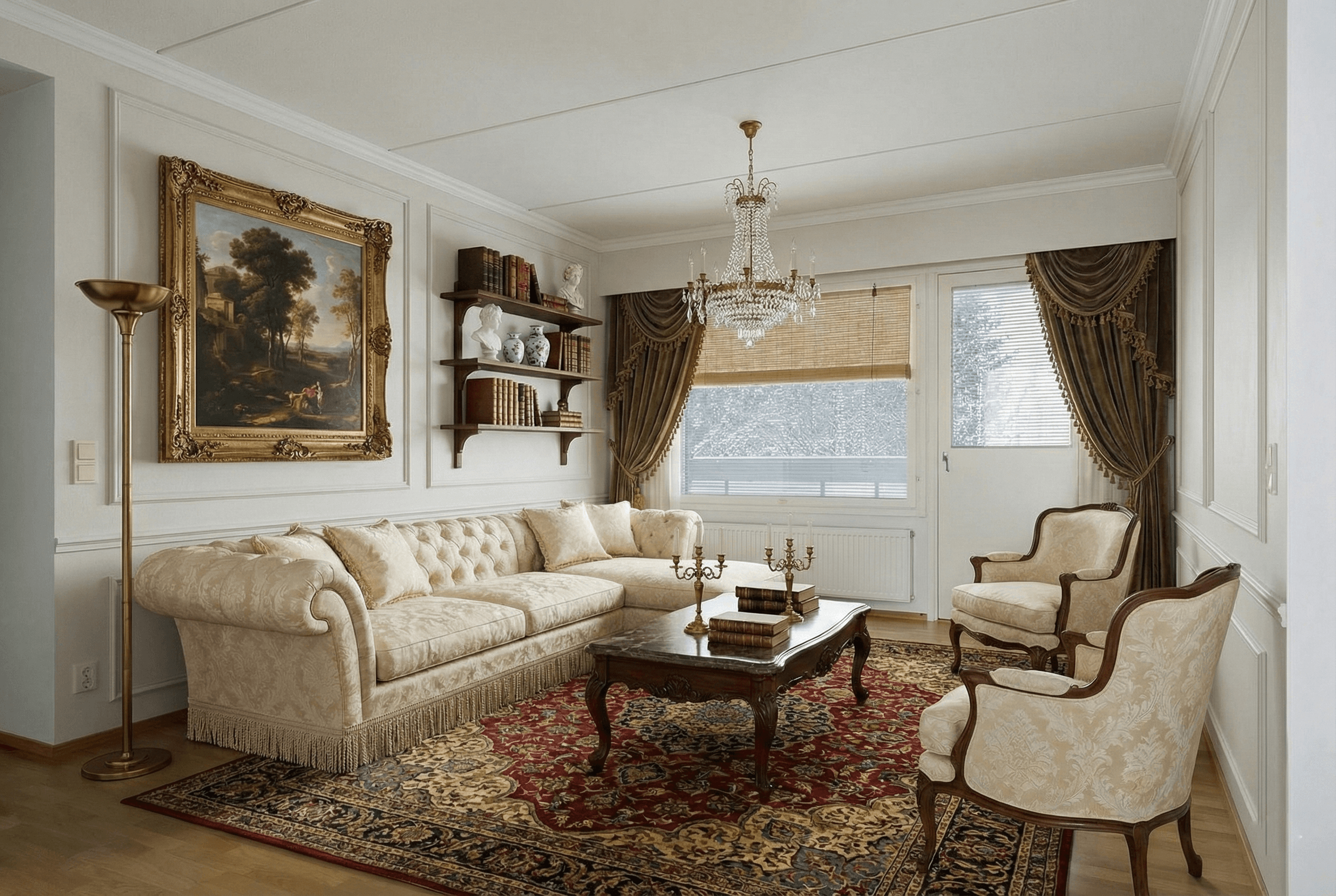 Perinteinen ja klassinen sisustus — esimerkkikuva