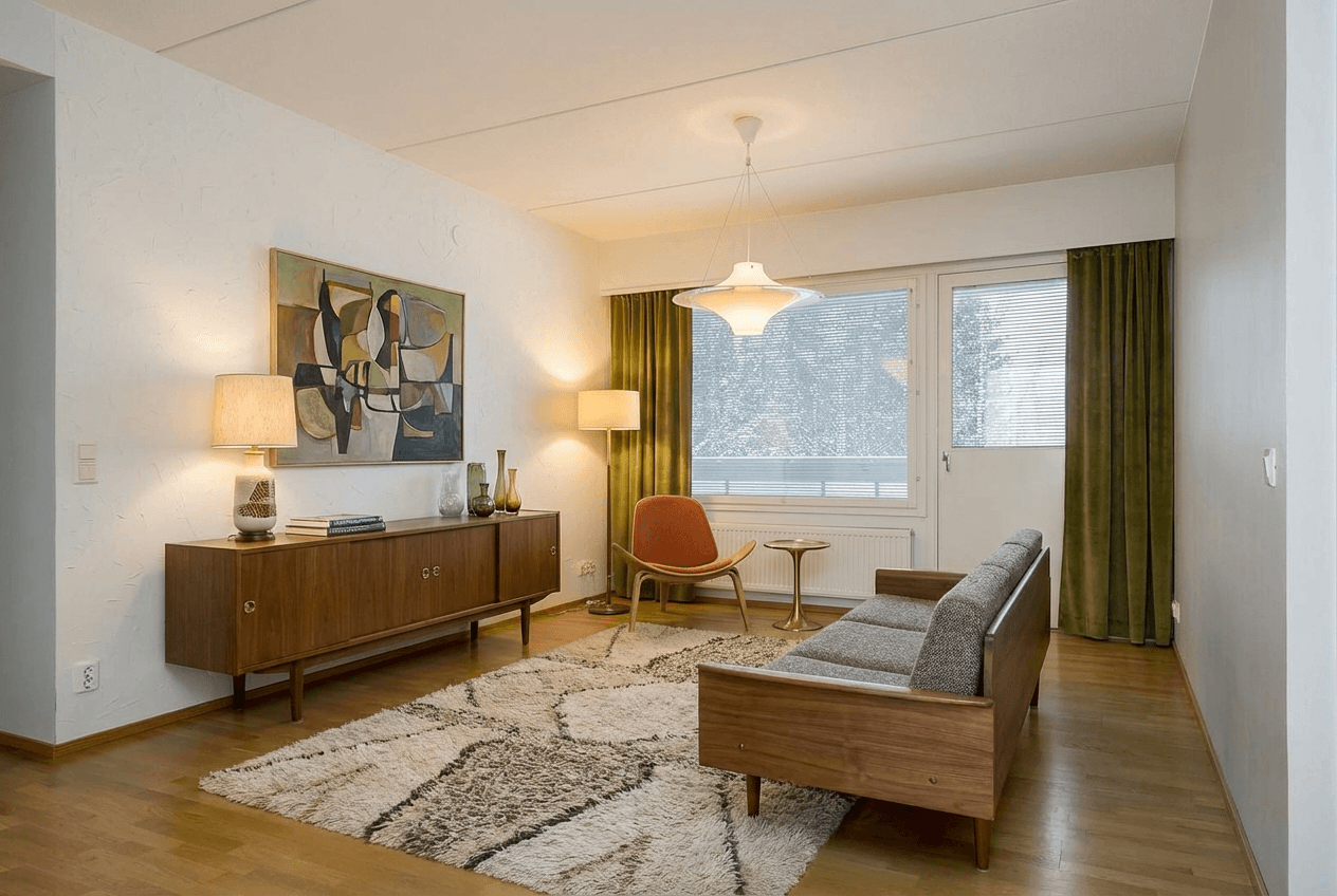 Mid-century modern -sisustus — esimerkkikuva