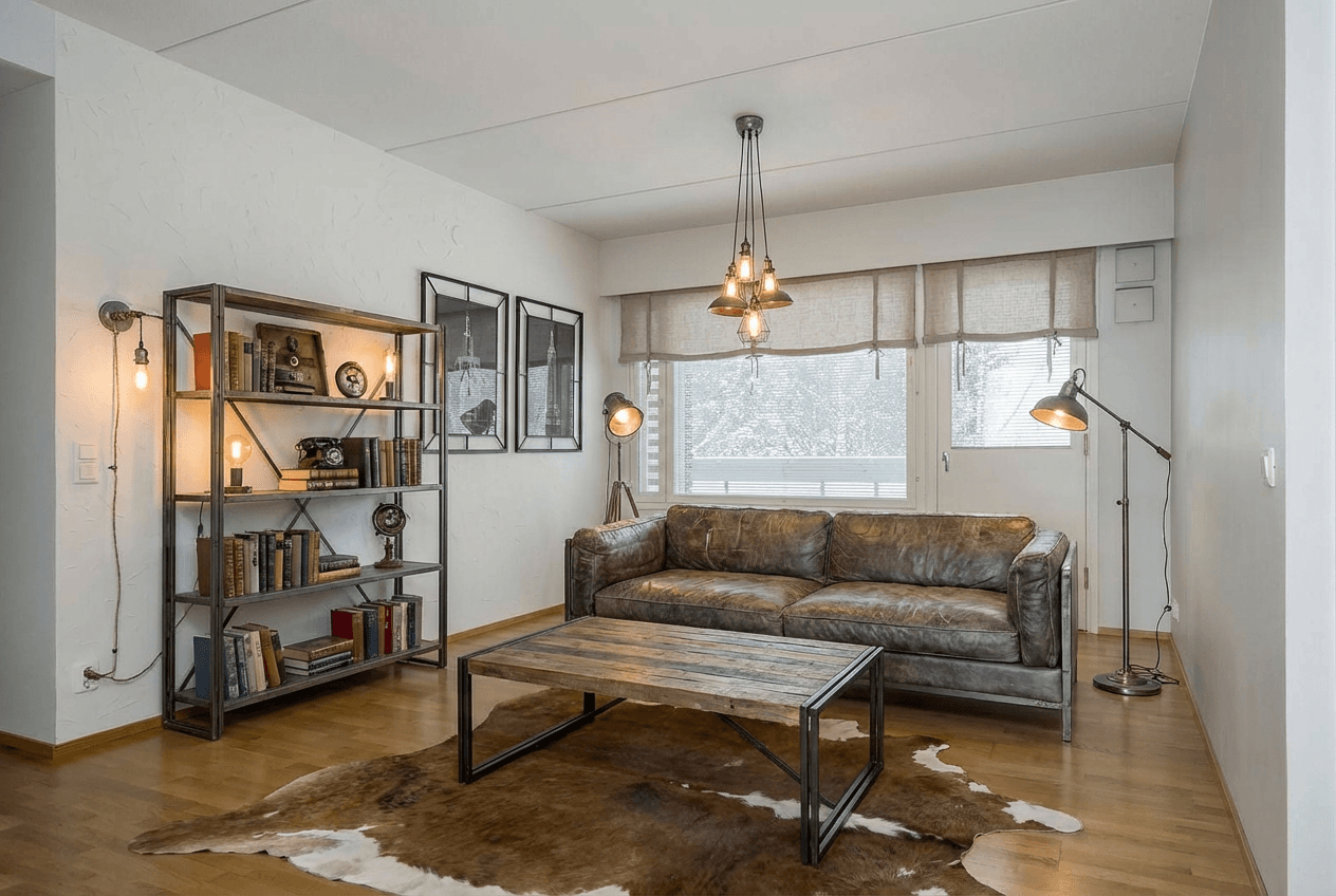 Teollinen sisustus (Industrial) — esimerkkikuva